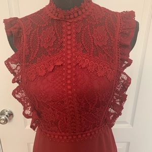 Burgundy midi dress from fashion nova